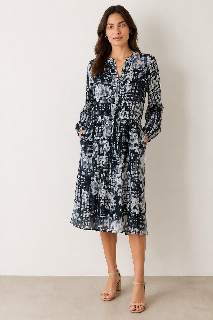 Banana Republic Small Black Blue Pattern Dress